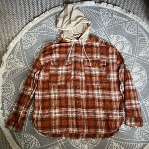 Orange So hooded flannel